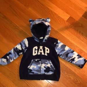 Baby Gap Blue Camo Fleece Jacket Zip Hoodie